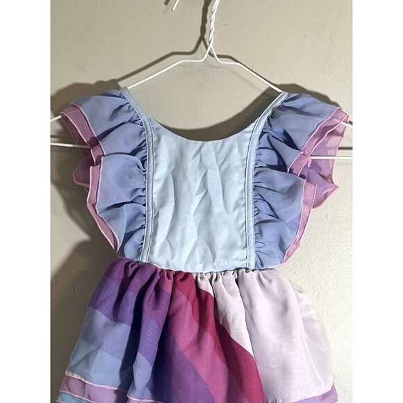 Pleiades Girl Dress Size 12M Blue Ruffle Tank Pink Ombre Rainbow Summer Chiffon - Picture 3 of 12